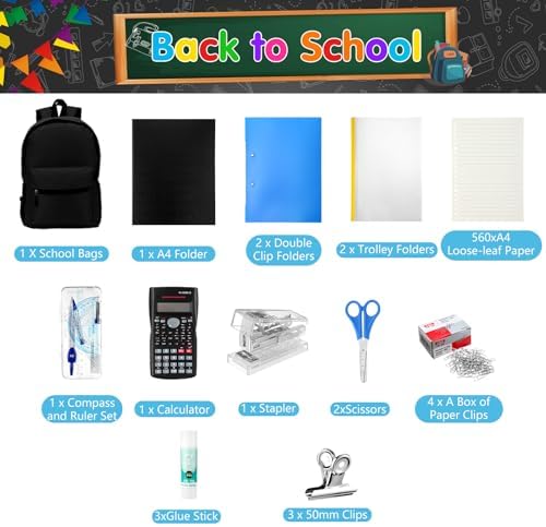 Gilprop 81 Pcs School Supplies Kit Back to School Supply Bundle, Black