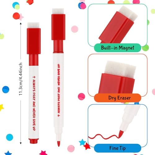 100 Pcs Christian Magnetic Dry Erase Markers with Eraser Cap, Whiteboard Bible Erasable Markers Bulk Fine Point Tip Corlorful Magnetic Dry Erase Pen for Teacher School Supplies Christian Gift