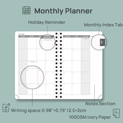 POPRUN Pocket Calendar 2026-2027,6.5" x 3.5" Pocket Planner