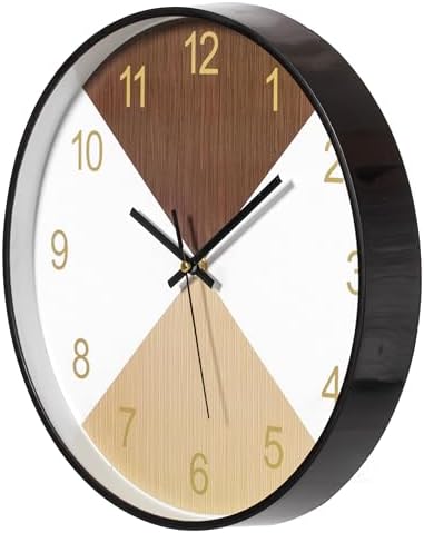 Clockswise Bulk Set of 20 PC 12" Decorative Modern Round Wood- Looking Plastic Wall Clock for Living Room, Kitchen, or Dining Room, Brown and Beige,Oak,QI004142.MC