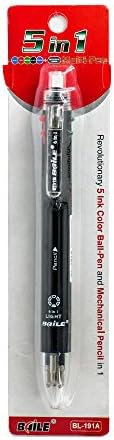 Baile Grip 5+1, 5 Color 0.7 mm Ballpoint Multi Pen & 0.5 mm Pencil With Eraser In Cap (BLACK)