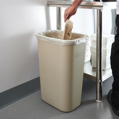 Winco PWR-41BE Waste Basket, 10 Gallon, Plastic ,Beige