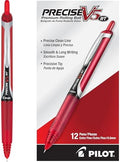 PILOT Precise V5 RT Rollerball Pens, Red, Pack of 12
