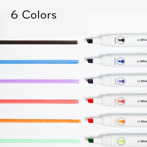 U Brands Fine Tip Dry Erase Markers with Eraser, Whiteboard Markers with Chisel tip, Low Odor, Assorted Colors, Set of 6