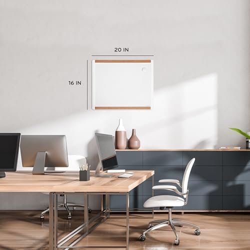 U Brands Magnetic Dry Erase Board White Board, 16" x 20", White Pin-It Frame, Includes Marker and Magnet