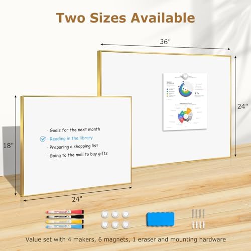 Magnetic Whiteboard, 24" x 18" Dry Erase White Board for Wall