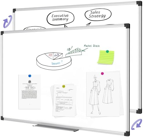 XBoard Magnetic Dry Erase Board/Whiteboard, 36 X 24 Inches Double Sided White Board, Silver Aluminium Frame