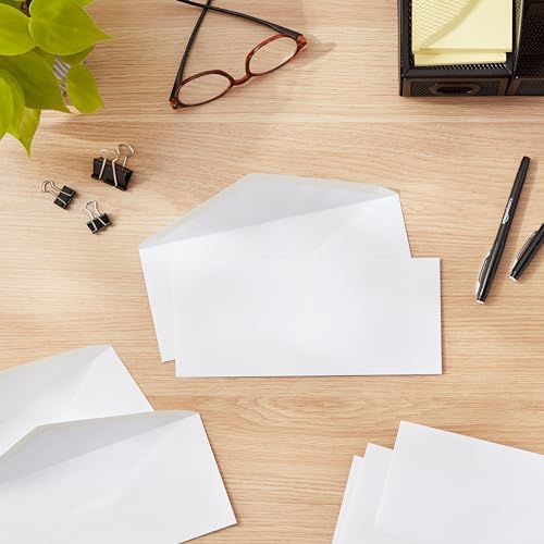 Amazon Basics #10 Business Letter Envelopes with Gummed Seal, No Tint, White, 500-Pack