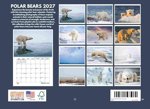Polar Bear Calendar 2027 Monthly Wall Calender 12 Month