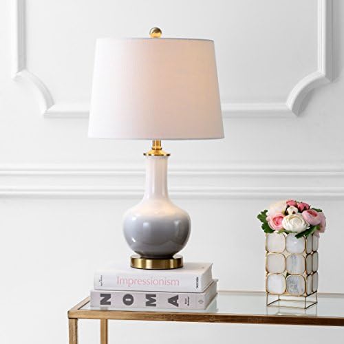 JONATHAN Y Gradient 25" Ceramic Metal LED Table Lamp Bedside, White/Gray