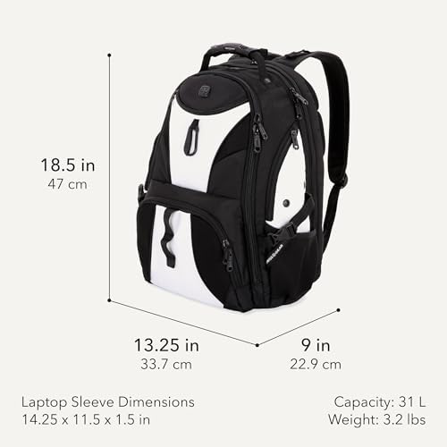 SWISSGEAR 1900 ScanSmart Laptop Backpack, Fits Most 17-Inch Laptops, TSA-Friendly Lay-Flat Design, RFID Protection, and Tablet Pocket, Black, 31L, 18.5-Inch