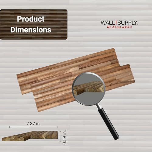 Wall!Supply 3D Wall Panels – Reclaimed Rounded Asian Teak Wood – Home Decor Wallpaper Alternative for Living Room, Bedroom & Office – Easy DIY Installation – 10 Pack, Covers 9.68 Sq Ft