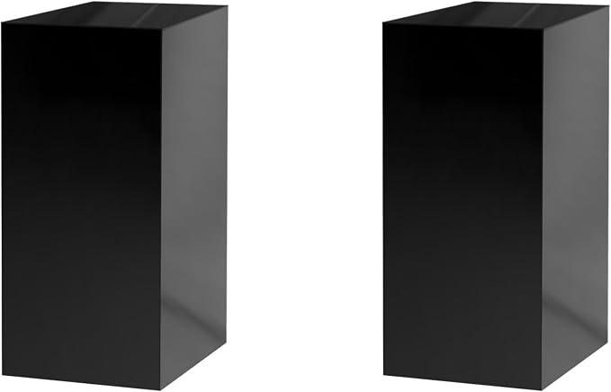 Marketing Holders 2 Pack Acrylic Display Riser Box Tall Pedestal Stand No Lids Art Glossy Black 12" x 12" x 32" Event Flower Arrangement Plant Stand Retail Product Riser