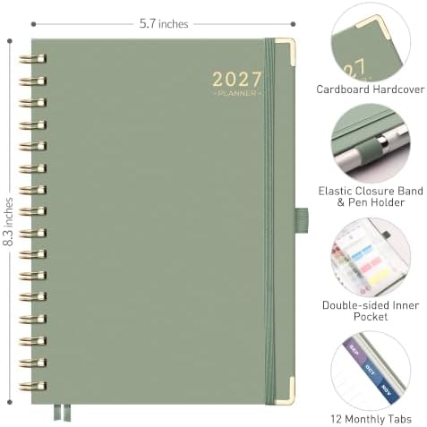 RETTACY 2027 Planner, Weekly and Monthly, A5 Size (5.7" x 8.3")