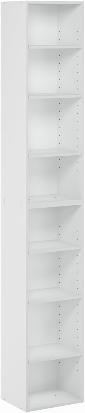 Furinno PASIR Book Shelf, 8-Tier Bookshelf, Bookcase with Open Shelf, 9.3 x 11.8 x 70.9, for Living Room, Bedroom, Home Office, White