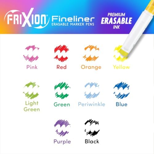 PILOT FriXion Fineliner Erasable Marker Pens, Fine Point 0.7 mm, Pack of 10