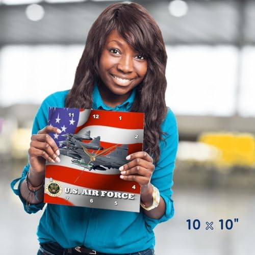 3dRose Wall Clock Silent - 10 inch - United States Air Force - Jr Patriotic