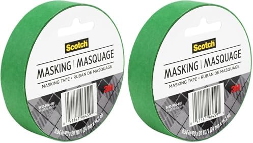 Scotch Expressions Masking Tape, 3" Core, 0.94" X 20 Yds, Primary Green (Pack of 2)
