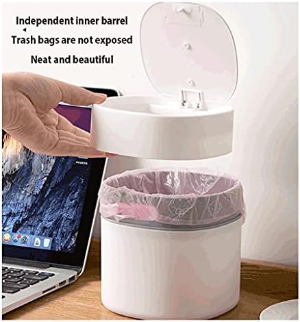 Trash can Plastic Mini Trash Can with Lid Modern Wastebasket for Bathroom Vanity Desktop Tabletop Or Coffee Table- 2 L-Blue/White Wastebasket (Color : Blue B Size : 2 Pack) (White B 1 Pack)