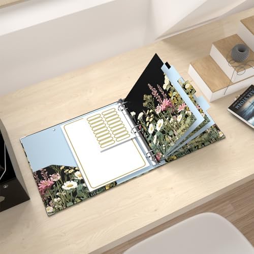 Rouidr 3 Ring Binder, 2 Inch Round Ring Binder Organizer with Clipboard, 5 Dividers Tabs, A4 8.5 x 11 Inch Paper & Clear Sleeves for School, Office Supplies