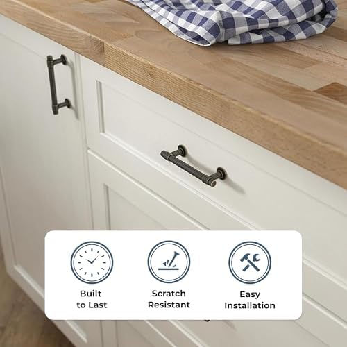 Franklin Brass Francisco (10-Pack) Cabinet Handles 3" Hole Center Pulls | Warm Chestnut Hardware for Kitchen Drawers, Dressers, Furniture P29520K-WCN-B
