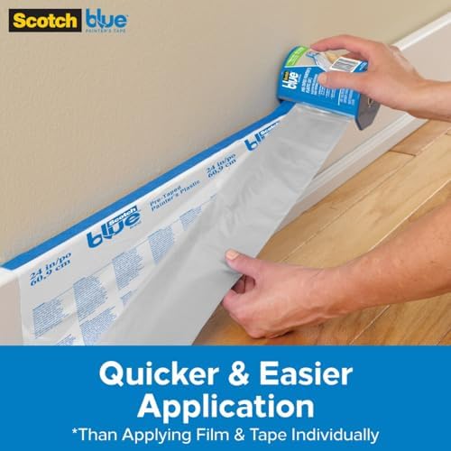 ScotchBlue Tape and Plastic with Dispenser, 24 Inch Wide, PT2093-24-S