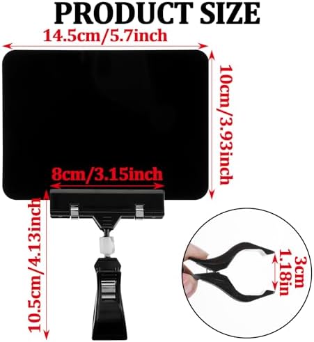 20Pack Mini Chalkboard Signs with Rotatable Clip, Erasable Double Sided Blackboard Clips Plastic Merchandise Sign Display Clip Holder for Food, Store Signs Displays (Black)