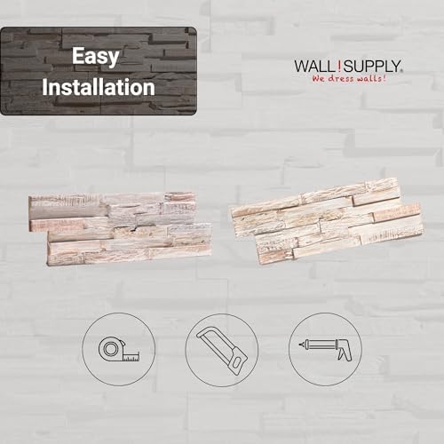 Wall!Supply 3D Wall Panels – Reclaimed Whitewash Asian Teak Wood – Home Decor Wallpaper Alternative for Living Room, Bedroom & Office – Easy DIY Installation – 10 Pack, Covers 9.6 Sq Ft