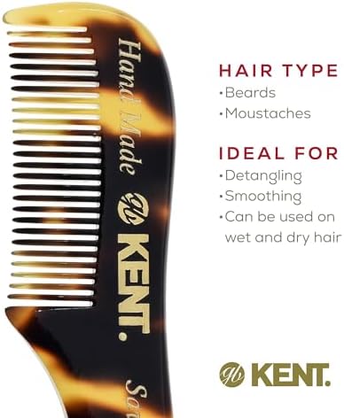 Kent 81T TY (2.8) Pocket Comb - Fine Tooth Beard, Mustache, and Grooming Comb for Travel Styling Kit