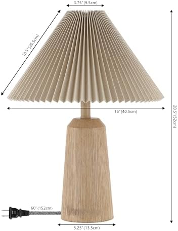JONATHAN Y Arvid Table Lamp 20.5" Resin Metal Bedside, Beige Wood Finish