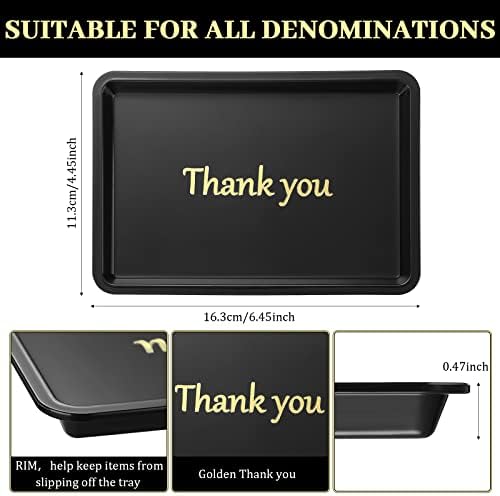 Set of 24 Restaurant Tip Tray Check Presenter for Restaurants Small Plastic Serving Trays 4.5 by 6.4 Inch, Guest Bill Holder Black with Gold Imprint for Kitchen Hotel Supplies