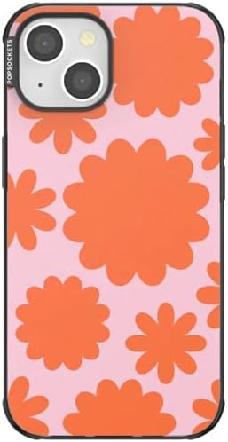 PopSockets iPhone 14 Phone Case with MagSafe- Floating Florals | Magnetic, Wireless Charging, Camera & Drop Protection, Hot Pink, Flower, Floral