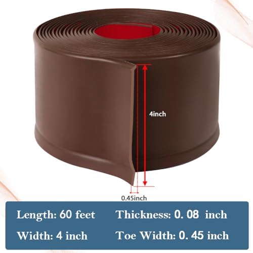 LSGCQ Vinyl Baseboard Molding Trim 4 Inch Self-Adhesive Vinyl Wall Base