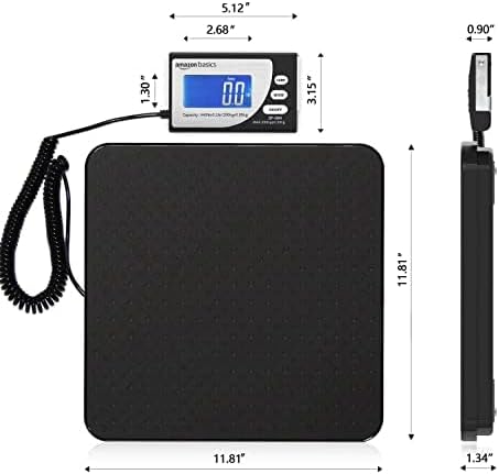 Amazon Basics Digital Shipping Postal Scale with Tare Function, Heavy Duty Weighing Platform, 660 lb Capacity, 1 Ounce Readability, Portable, Black
