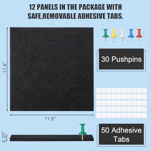 48" x 36" Large Felt Bulletin Board & Cork Board Alternative, Black