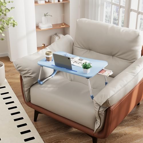 Lap Desk Bed Trays for Eating and Laptops Breakfast in Bed Tray for Sofa/Couch/Study/Reading/Writing with Cup Holder/Drawer On Low Sitting Floor Large Portable Foldable (Blue)