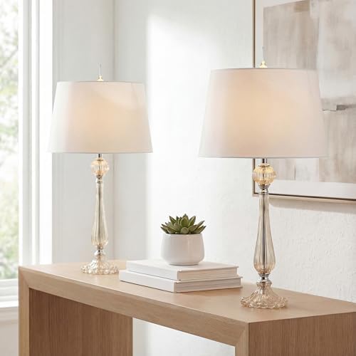 JONATHAN Y Chloe 32.5" Traditional Glass Table Lamp, Champagne, Set of 2