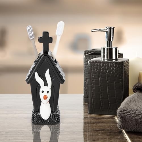 Jay Franco Disney Nightmare Before Christmas Toothbrush Holder - Black & White Resin Pencil Holder Features Zero - Bathroom Storage