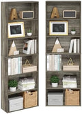 Furinno Jaya 6-Tier Book Shelf Set of 2, with Open Shelf, French Oak