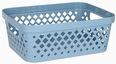 Glad Plastic Storage Basket Set, Value Pack of 6 | Open Storage Bins for Shelves, Bathroom, Pantry, Closet | Nesting Organizer Boxes with Handles, 2 Gallon, Marina Blue