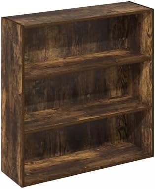 Furinno PASIR Book Shelf, 3-Tier Bookshelf with Open Storage Shelf, Standing Bookcase, 9.3 x 31.3 x 31.5, Easy Assembly, for Living Room, Bedroom, Home Office, Amber Pine