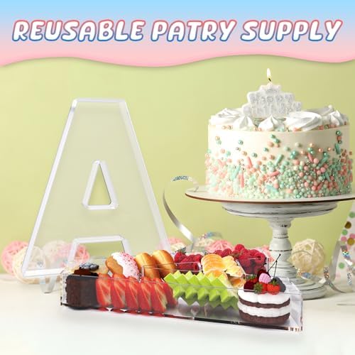 11" Acrylic Letter Charcuterie Box, Reusable Fillable Alphabet Number Shaped Form Tray for Birthday Anniversaries, Party Decorative Serving Plates Display Candy Cake (A)