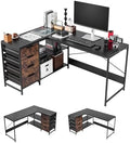 VEVOR L-Shaped Computer Desk, 59-inch Reversible Corner Gaming Desk with Drawers & Storage Shelves, Modern Stylish PC Table Sturdy Work Workstation for Home Office - Easy to Assembly