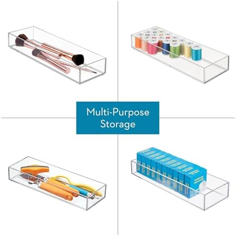iDesign Plastic Makeup Drawer Organizer Tray, Set of 6, Clear