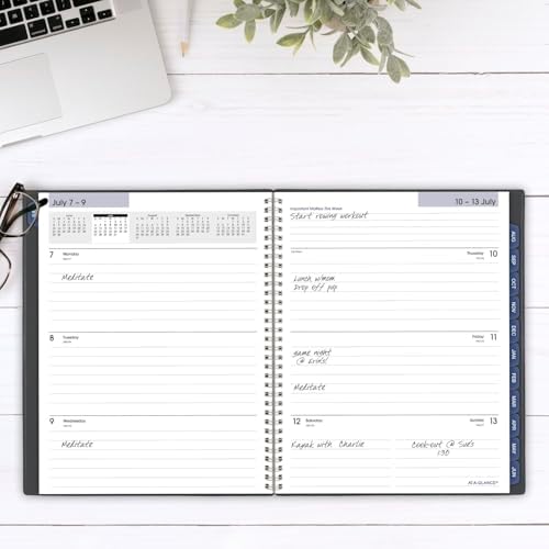 AT-A-GLANCE Planner 2025, 2026 Academic, Weekly and Monthly, 216 x 279 Mm, Large, Tabs, Flexible Cover, DayMinder, Wire Bound, Charcoal, AYC54545
