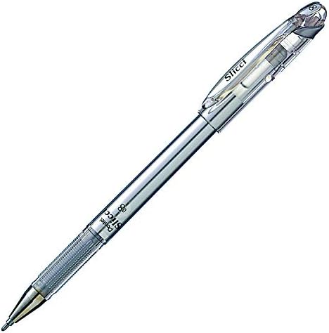 Pentel Arts Slicci 0.8mm Needle Tip, Medium Gel Pen, Silver Metallic Ink (BG208-Z), 12 Pack