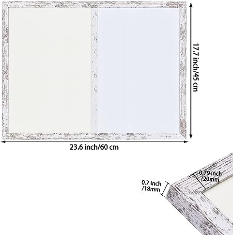 Bulletin Board Whiteboard White Felt Board Combo for Office School Kitchen Bedroom, White Wood Frame,17.7"*23.6",Whiteboard+WH-4560WH