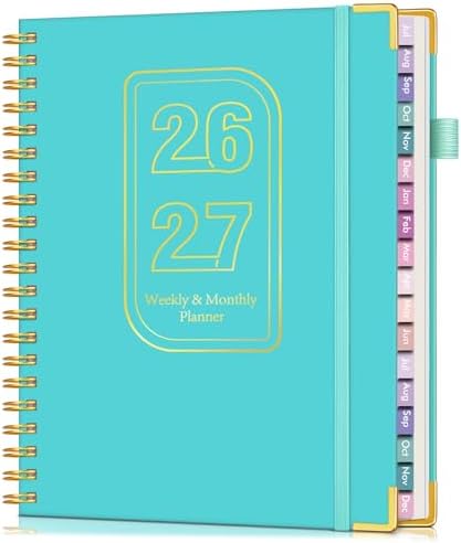 Academic Planner 2026-2027, 18 Months Weekly and Monthly Hardcover Planner, July 2026 - December 2027, 8.5" x 11" A4 Large Daily Calendar Planner Book with Tabs, Spiral College School Agenda Organizer for Student Teacher, Pacific Green