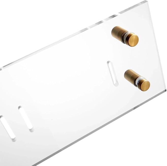 russell+hazel Acrylic Wall Rail with Gold Hardware, Clear, 24" | Mounts accessories along a sleek acrylic rail for wall organization. Clear with gold-toned hardware, doubles as decor.