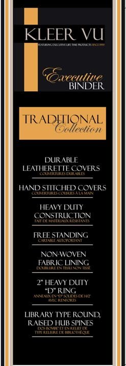 Executive Binder, English Leather 2 Tone with Stitching and Ribbed Spine, Heavy Duty 1.1/2 Inch 3 D-ring with Buster, Holds 350 8.5x 11 Sheets (Black)